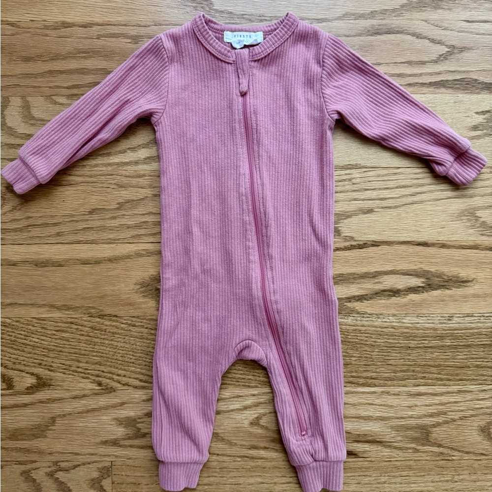 Firsts by Petite Lem cotton ribbed zippered romper 6 months